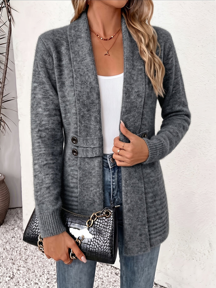 Ingrid| Eleganter Damen Cardigan - Offene Vorderseite &amp; Eingearbeitete Taille