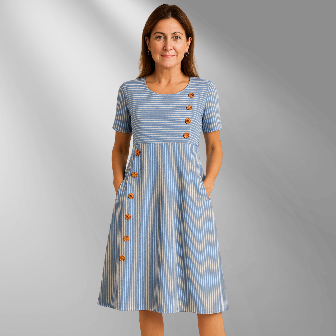 Wanda – Bequemes gestreiftes Midikleid