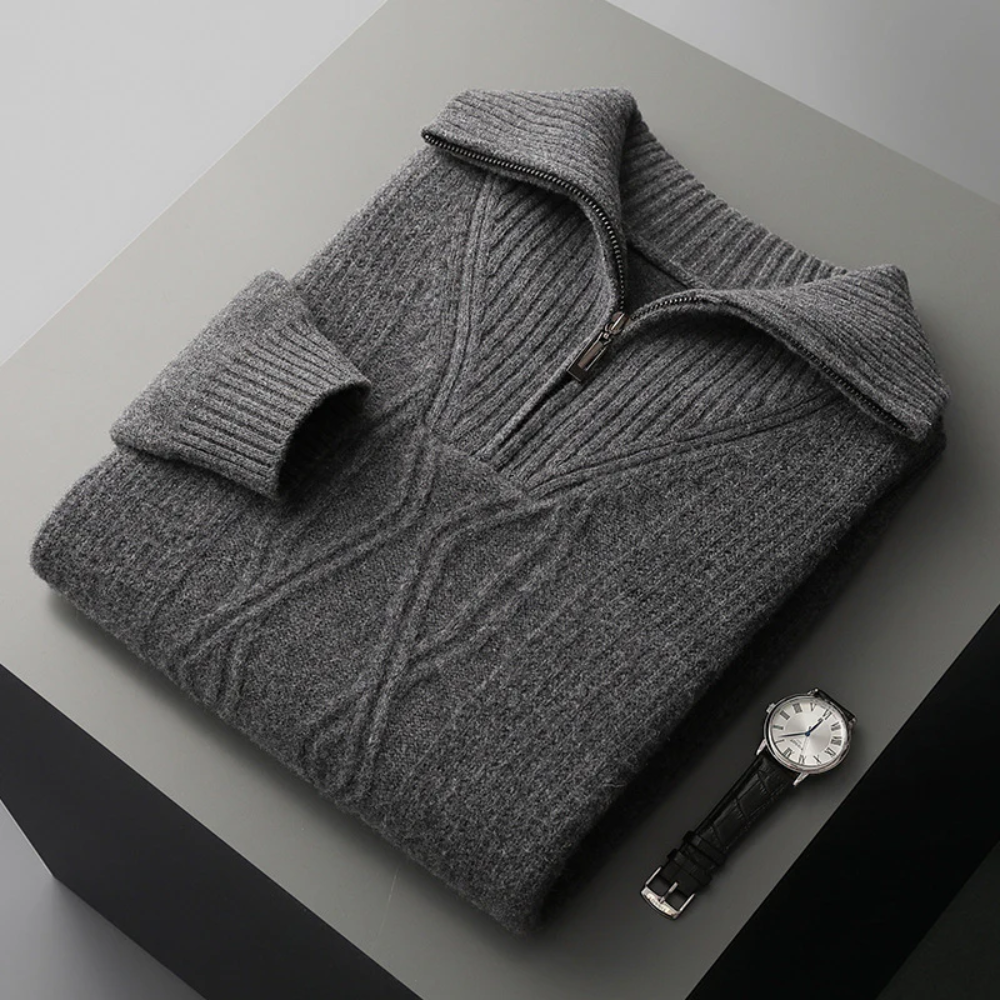Taranto Pullover aus Merinowolle mit Reißverschluss