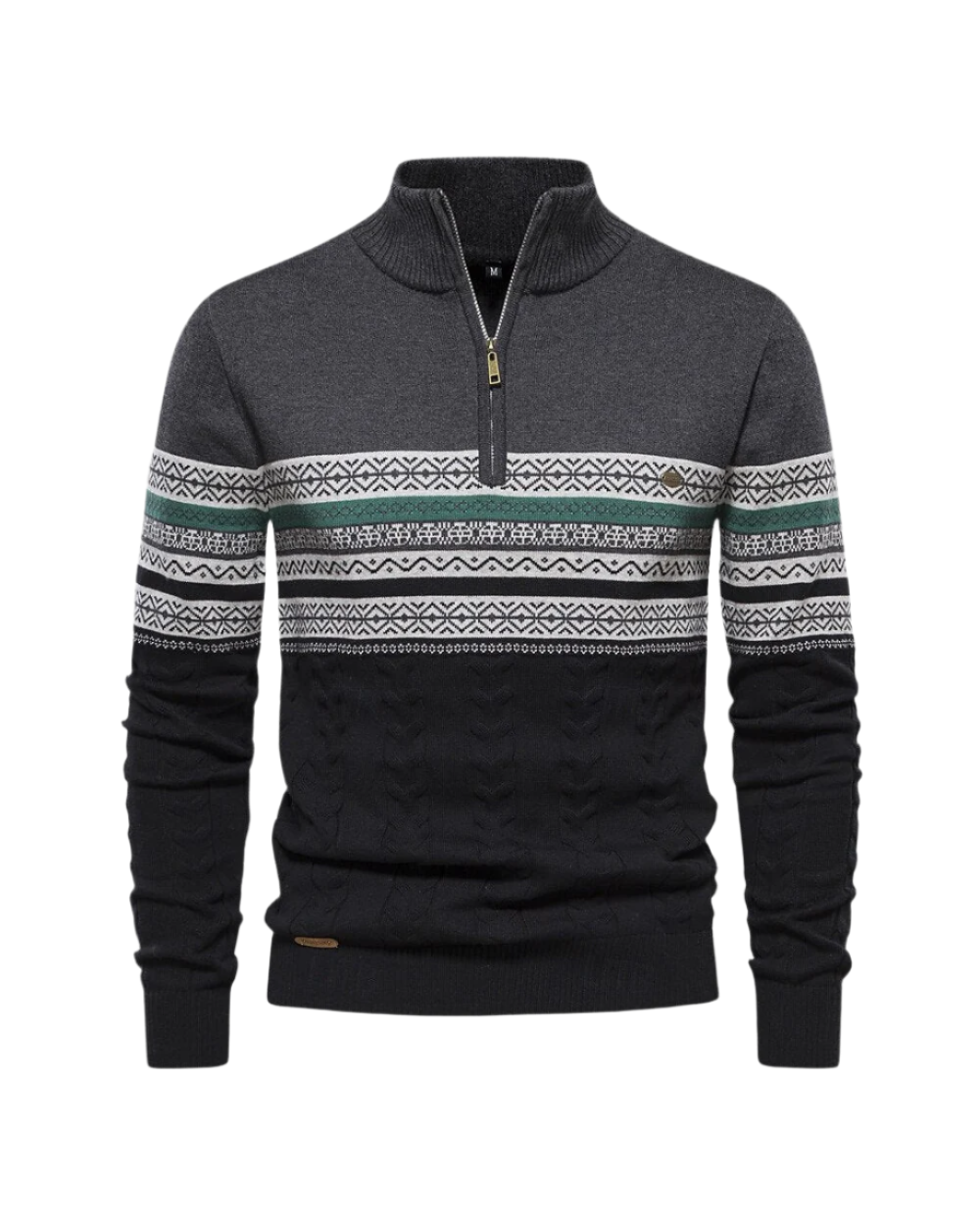 Frederico Baumwollpullover mit Reißverschluss und Muster