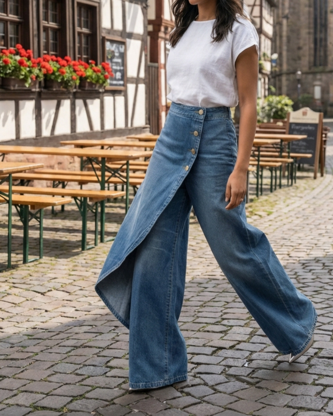 Hannah I Denim Wickelhose