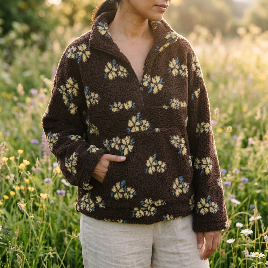 Gemütliche Fleecejacke mit Blumenmuster