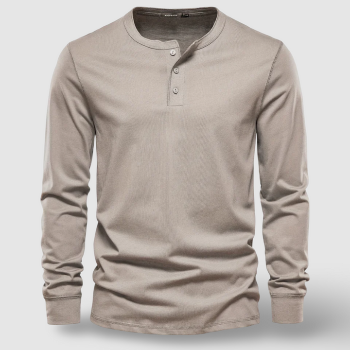 Elegante Baumwoll-Langarm-Henley