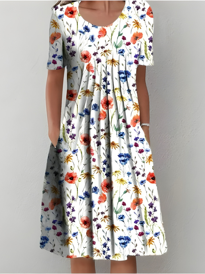 Cäcilia – Plissiertes Blumenkleid