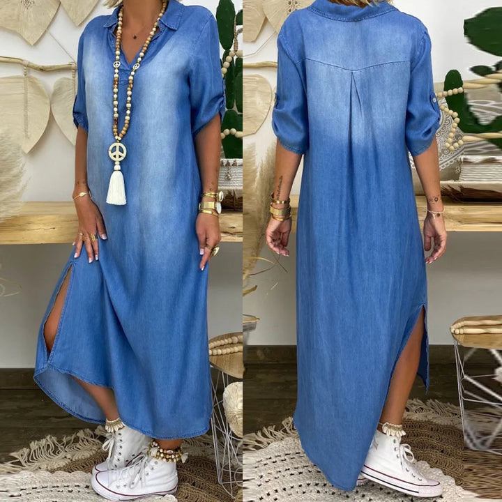 Lea - Langes, lässiges Jeanskleid