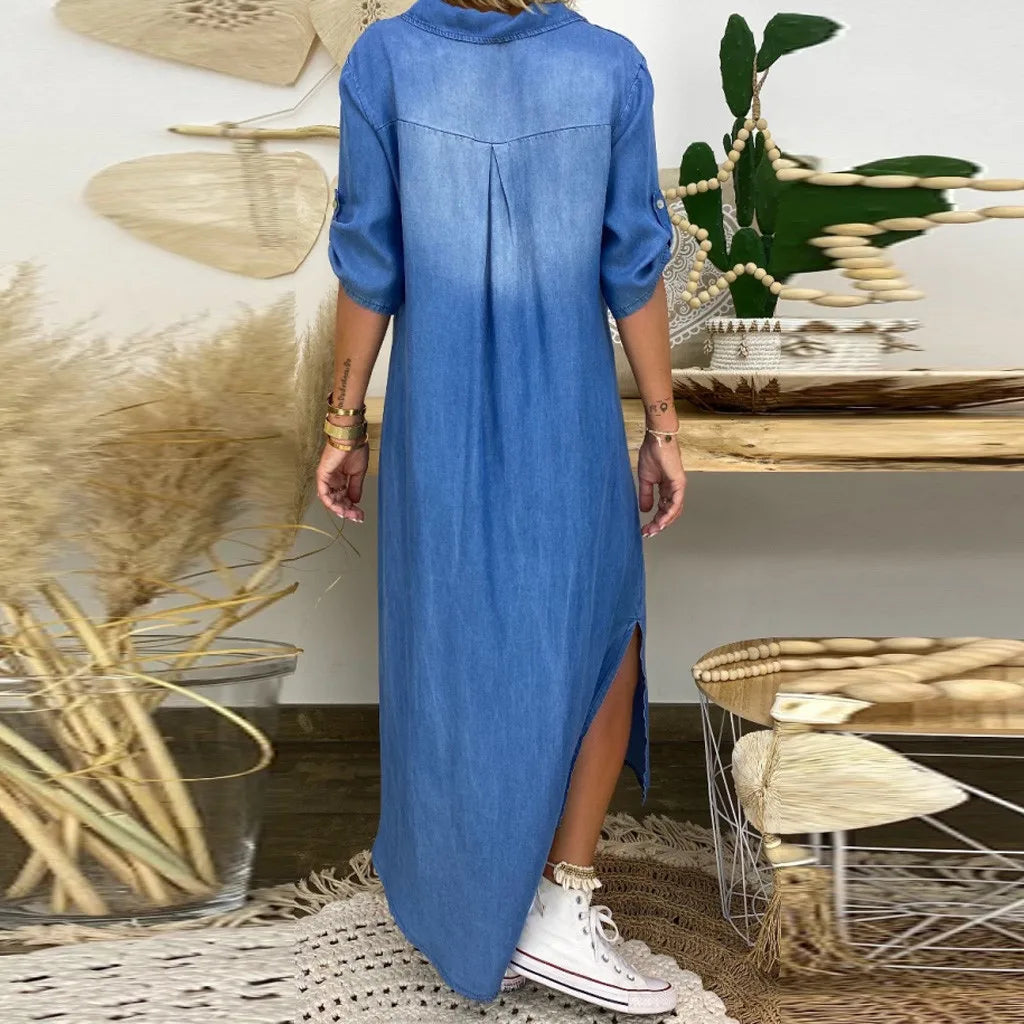 Lea - Langes, lässiges Jeanskleid