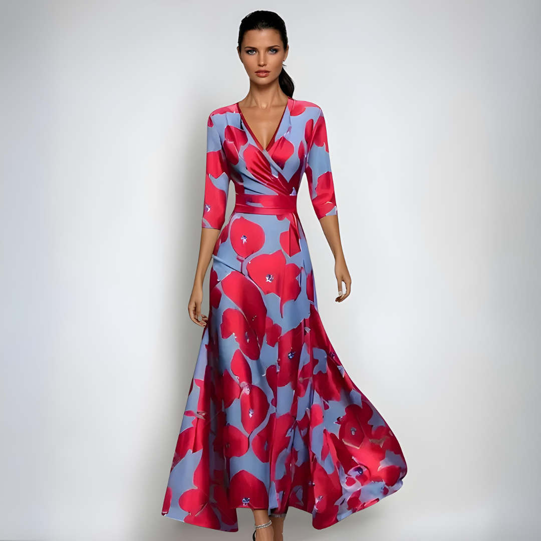 Valeria – Elegantes Maxikleid mit Blumenmuster