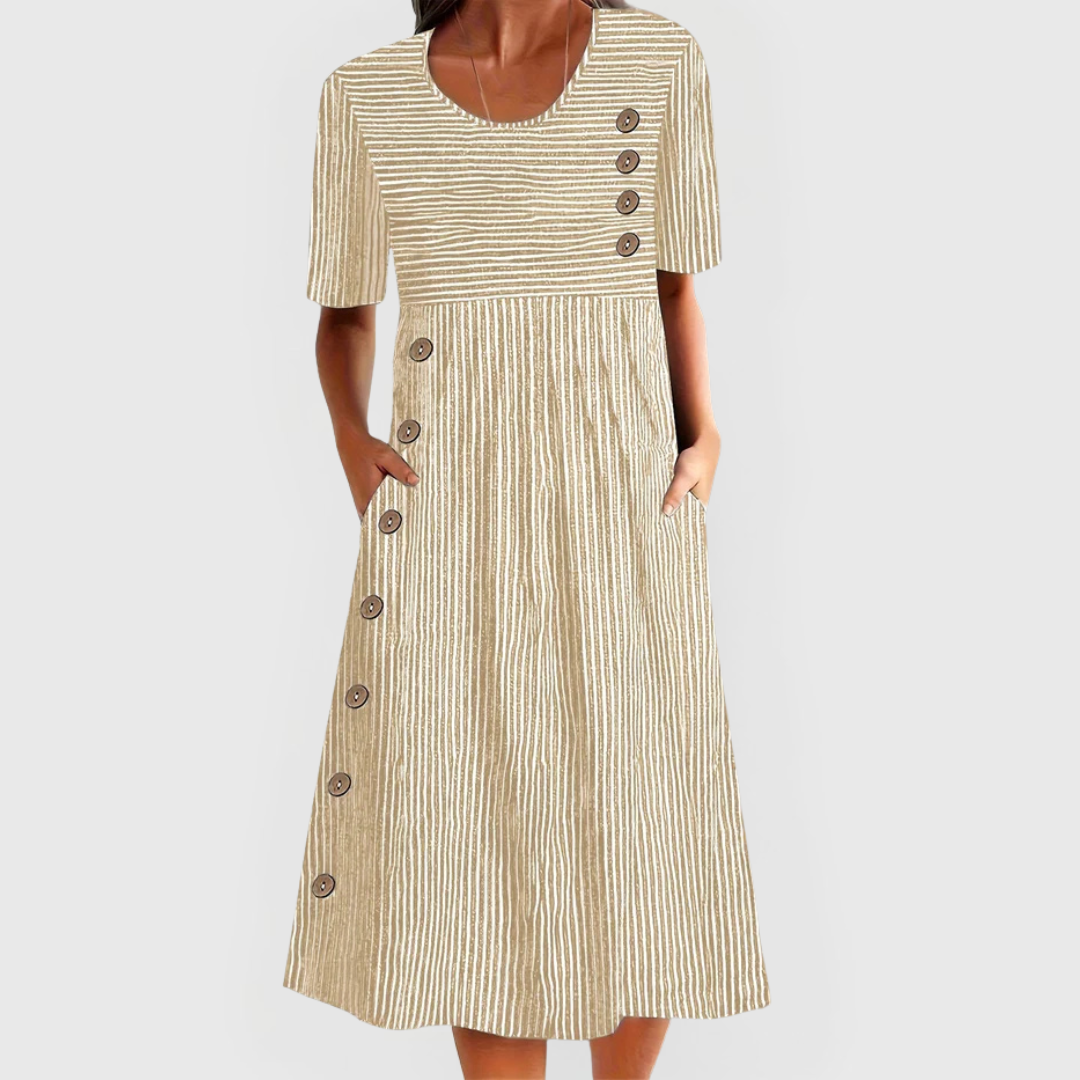 Wanda – Bequemes gestreiftes Midikleid