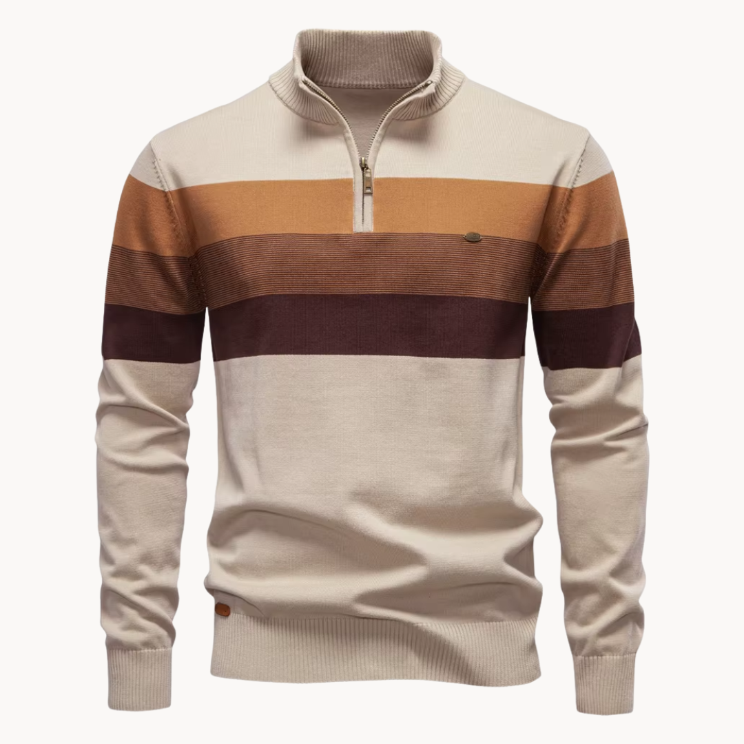 Eleganter Baumwollpullover mit Reißverschluss