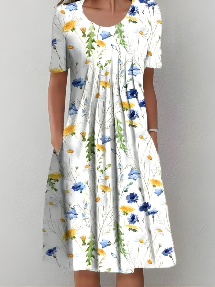 Cäcilia – Plissiertes Blumenkleid