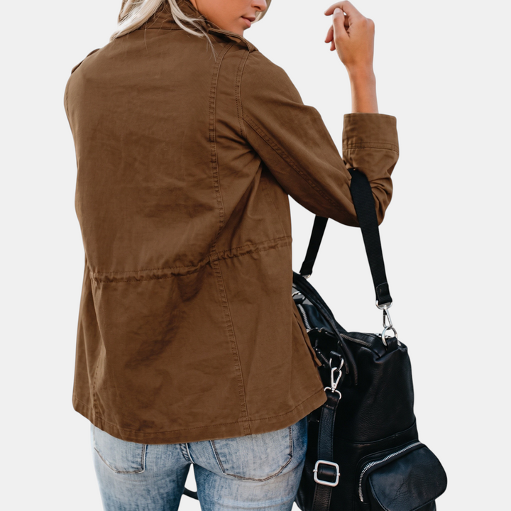 Damen Utility Cargo Jacke mit Mehrfachtaschen und Kordelzug in der Taille