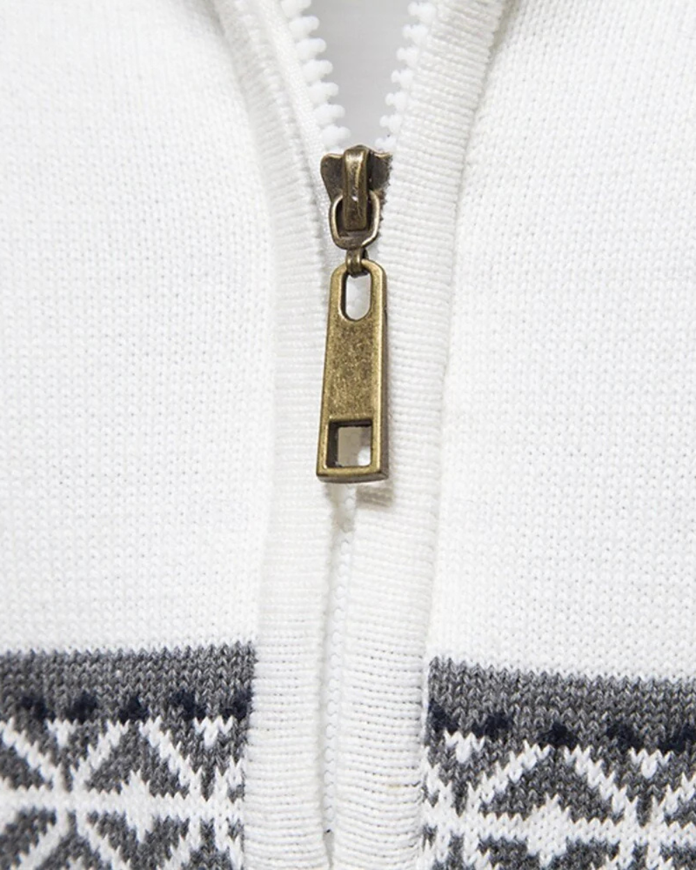 Frederico Baumwollpullover mit Reißverschluss und Muster