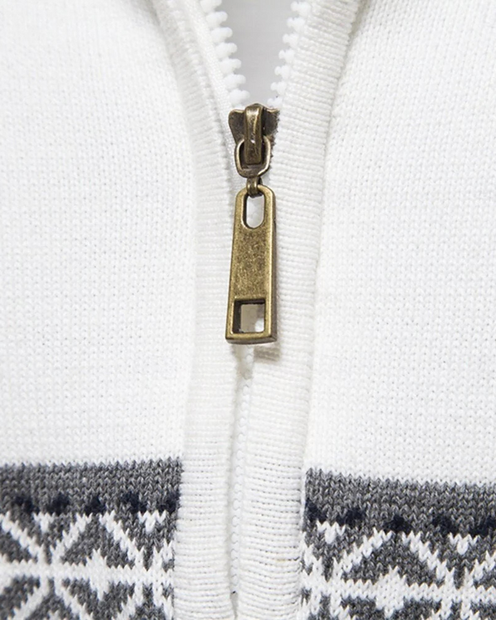 Frederico Baumwollpullover mit Reißverschluss und Muster