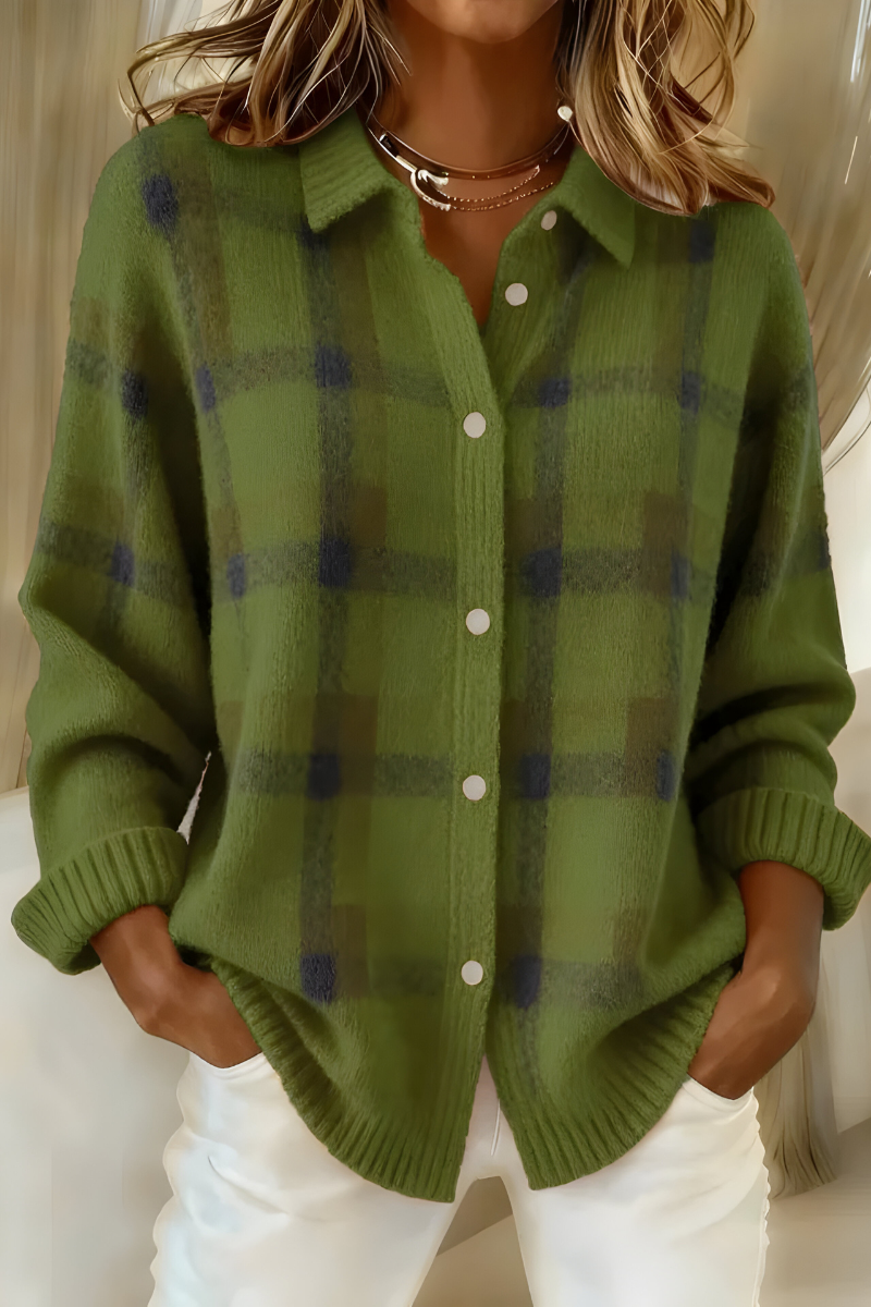 Karierte Strickjacke