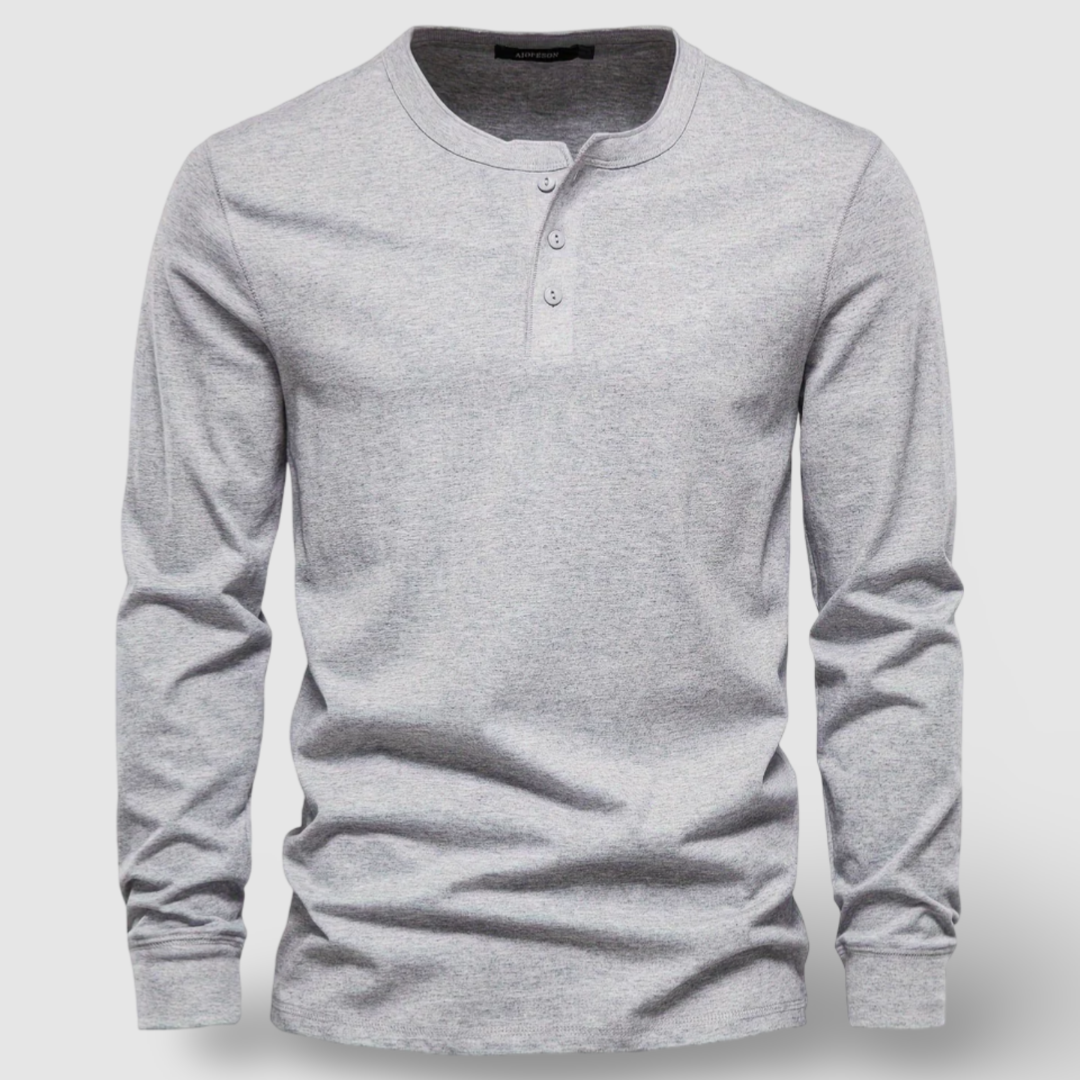 Elegante Baumwoll-Langarm-Henley