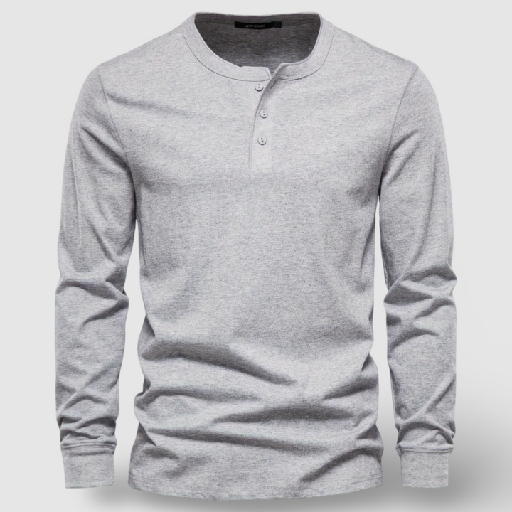 Elegante Baumwoll-Langarm-Henley