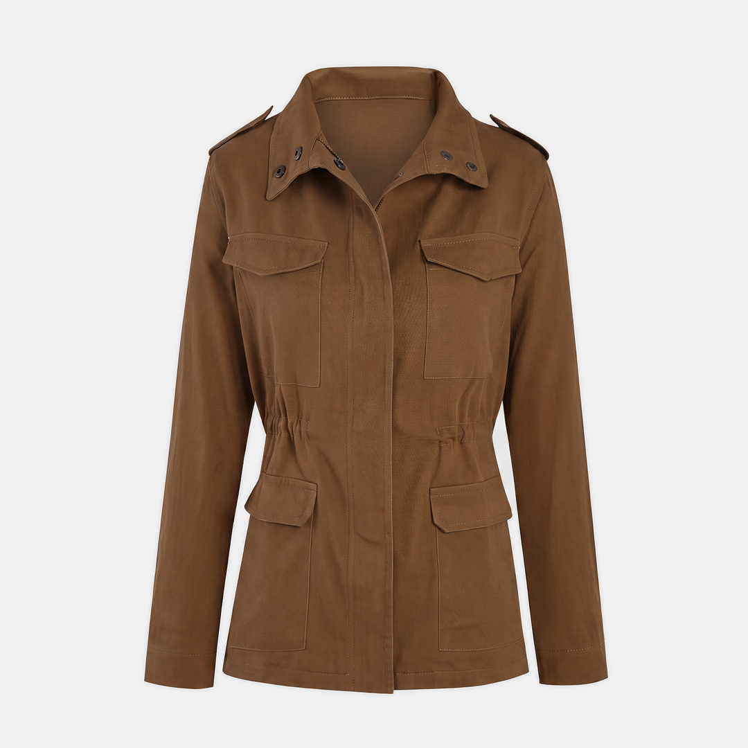 Damen Utility Cargo Jacke mit Mehrfachtaschen und Kordelzug in der Taille