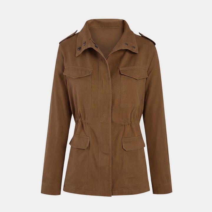 Damen Utility Cargo Jacke mit Mehrfachtaschen und Kordelzug in der Taille