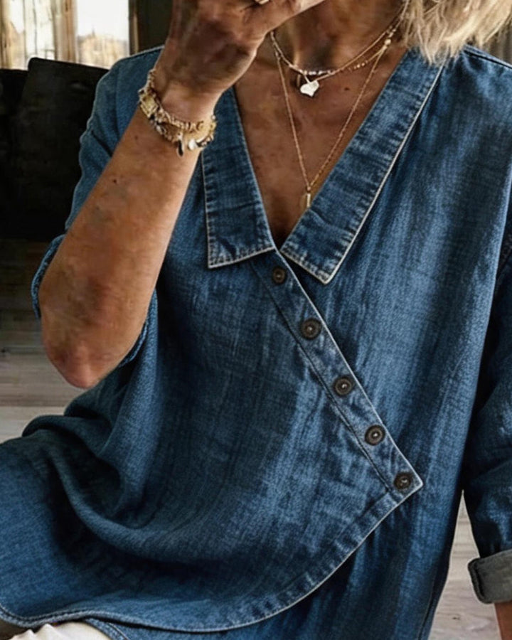 Damen Durchgeknöpfte Jeansbluse