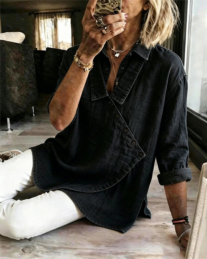 Damen Durchgeknöpfte Jeansbluse