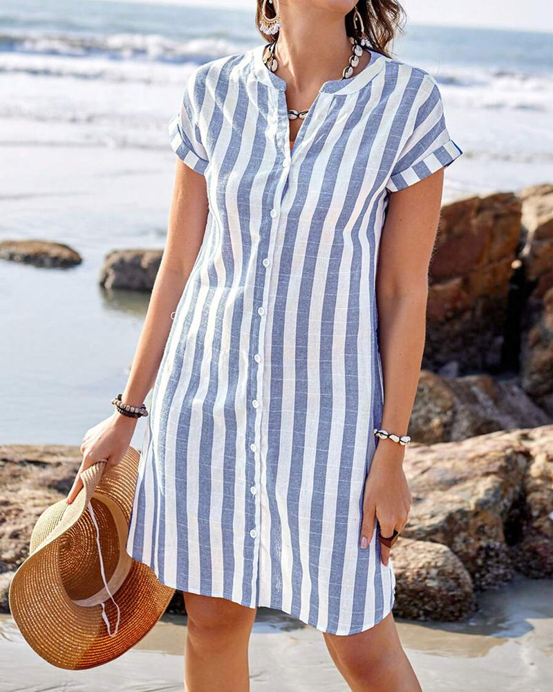 Martine - Elegantes gestreiftes Hemdblusenkleid