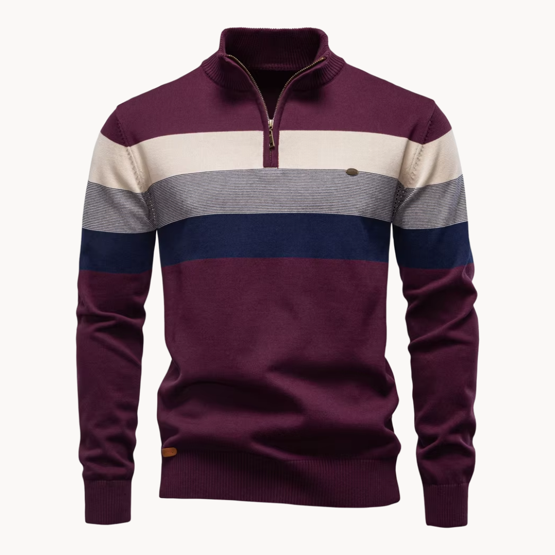 Eleganter Baumwollpullover mit Reißverschluss