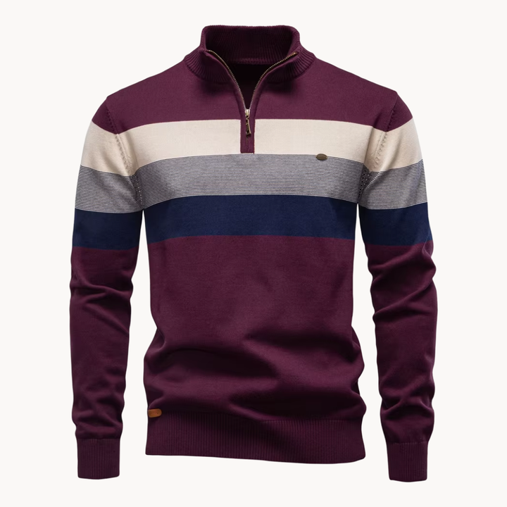 Eleganter Baumwollpullover mit Reißverschluss