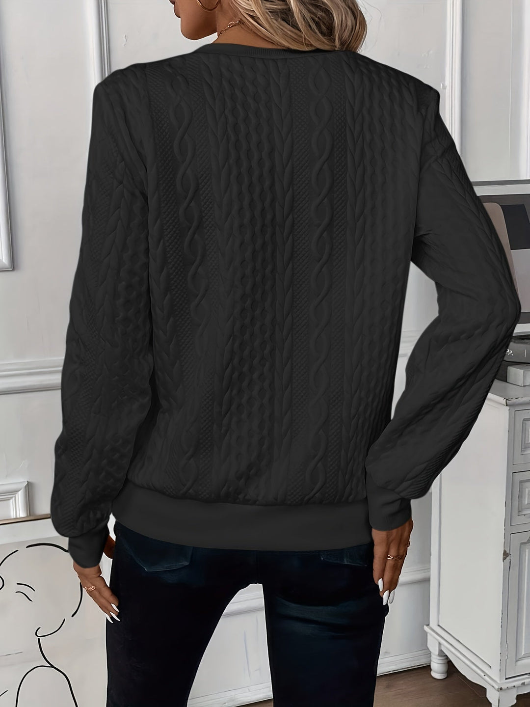 Zopfstrickpullover mit Reißverschluss
