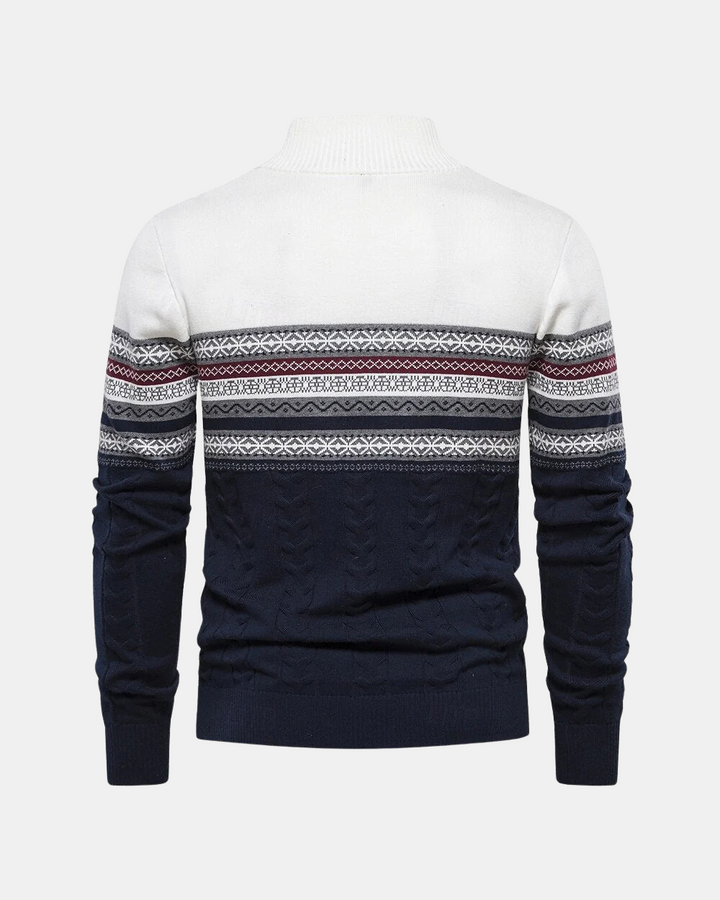 Frederico Baumwollpullover mit Reißverschluss und Muster