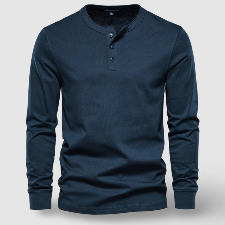 Elegante Baumwoll-Langarm-Henley