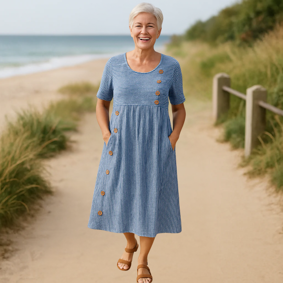 Wanda – Bequemes gestreiftes Midikleid