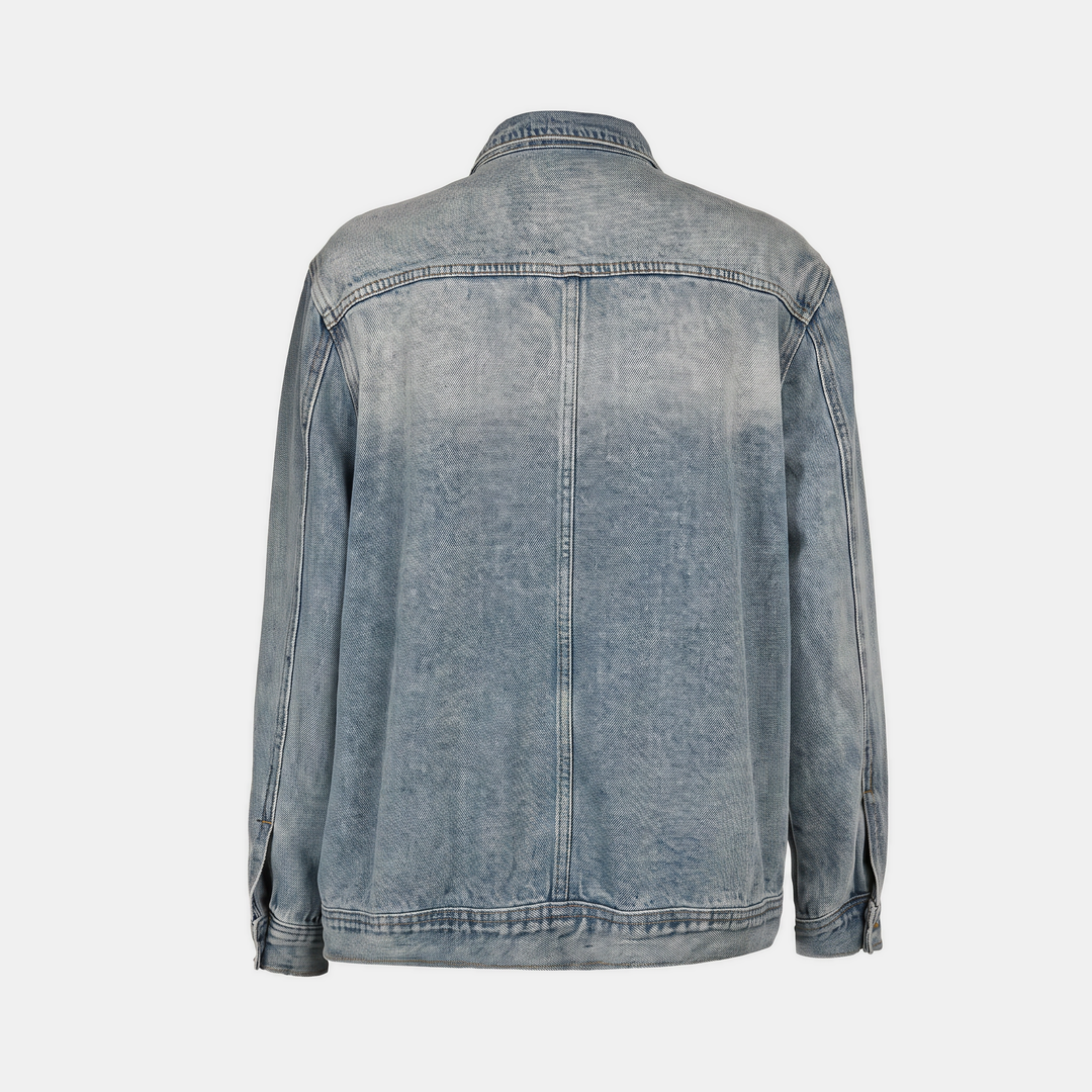 Damen asymmetrische Knopfleiste gewaschene Denimjacke