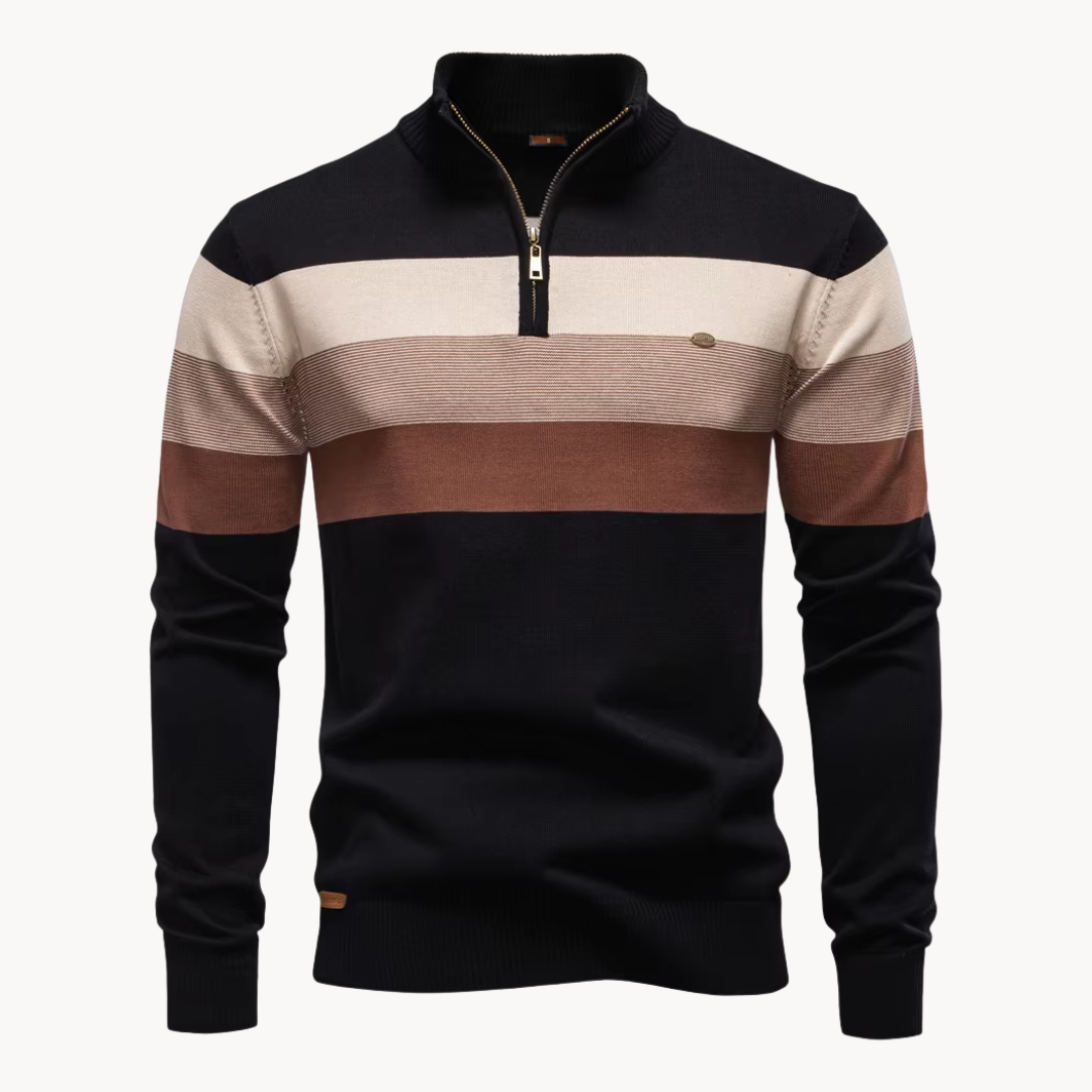 Eleganter Baumwollpullover mit Reißverschluss