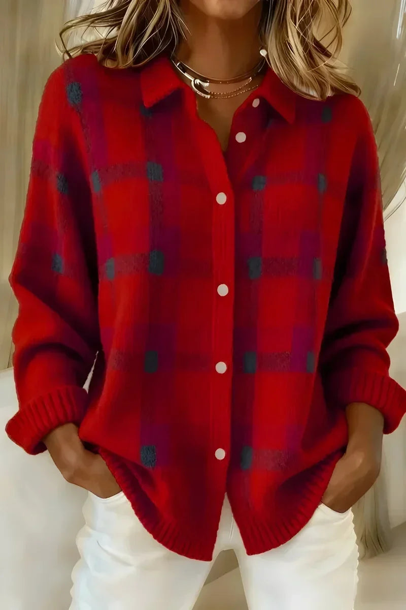 Brittany™ | Weicher Karierter Knopf-Cardigan