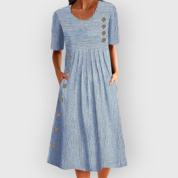 Mirone – Gestreiftes Midikleid aus Baumwolle