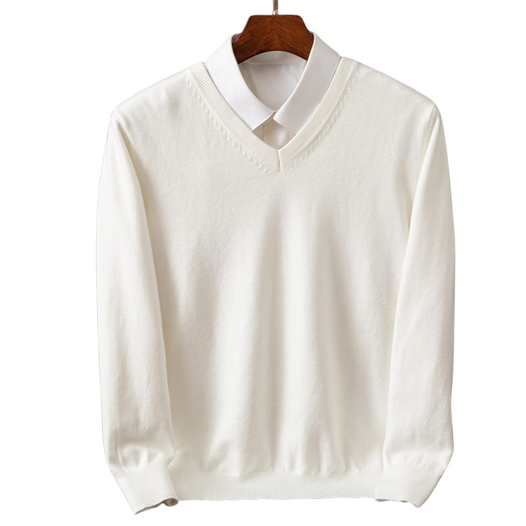 Eleganter Kaschmirpullover mit V-Ausschnitt