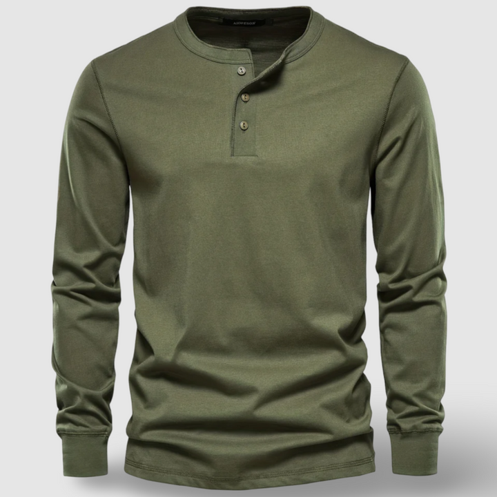 Elegante Baumwoll-Langarm-Henley