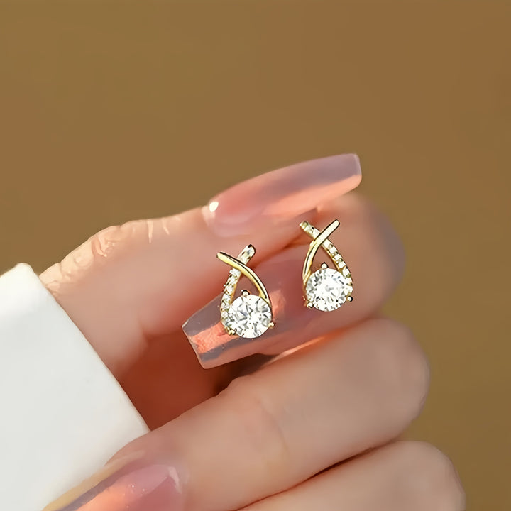 Goldene Kreuz Ohrringe mit Zirkonia