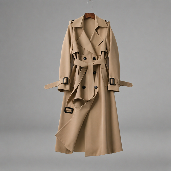 Klassischer doppelreihiger Trenchcoat mit Gürtel