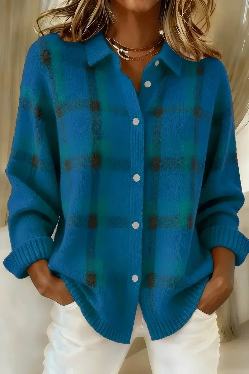 Kelsey™ | Gebürsteter Strick Plaid Cardigan