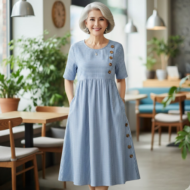 Wanda – Bequemes gestreiftes Midikleid