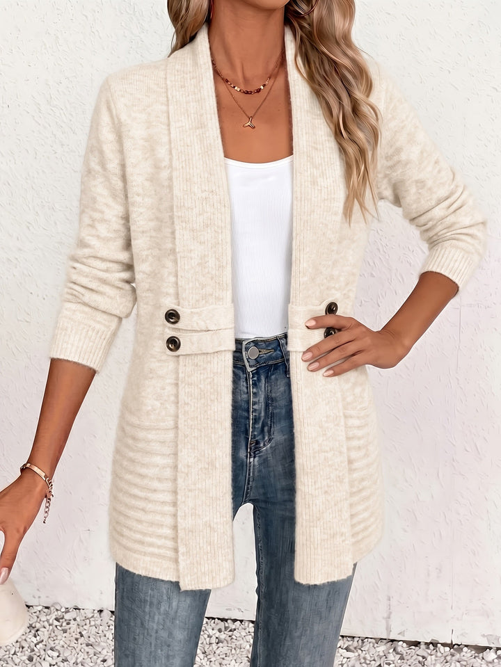 Ingrid| Eleganter Damen Cardigan - Offene Vorderseite &amp; Eingearbeitete Taille