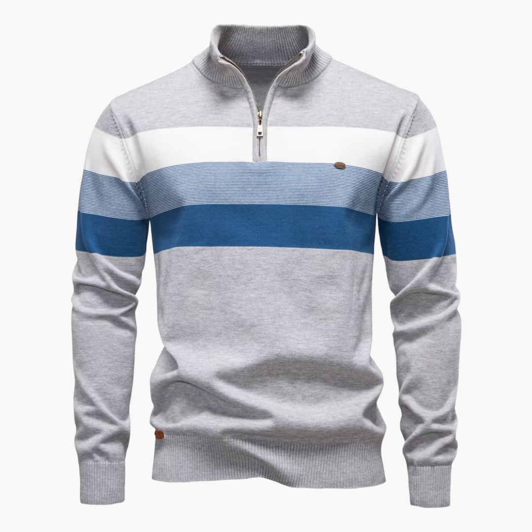Eleganter Baumwollpullover mit Reißverschluss
