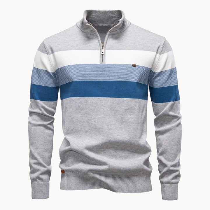Eleganter Baumwollpullover mit Reißverschluss
