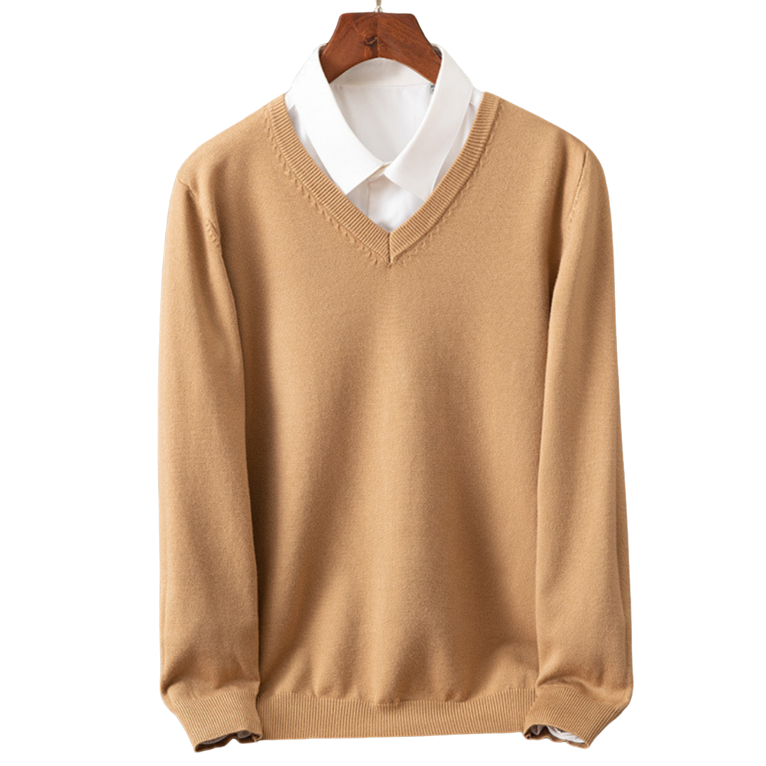 Eleganter Kaschmirpullover mit V-Ausschnitt