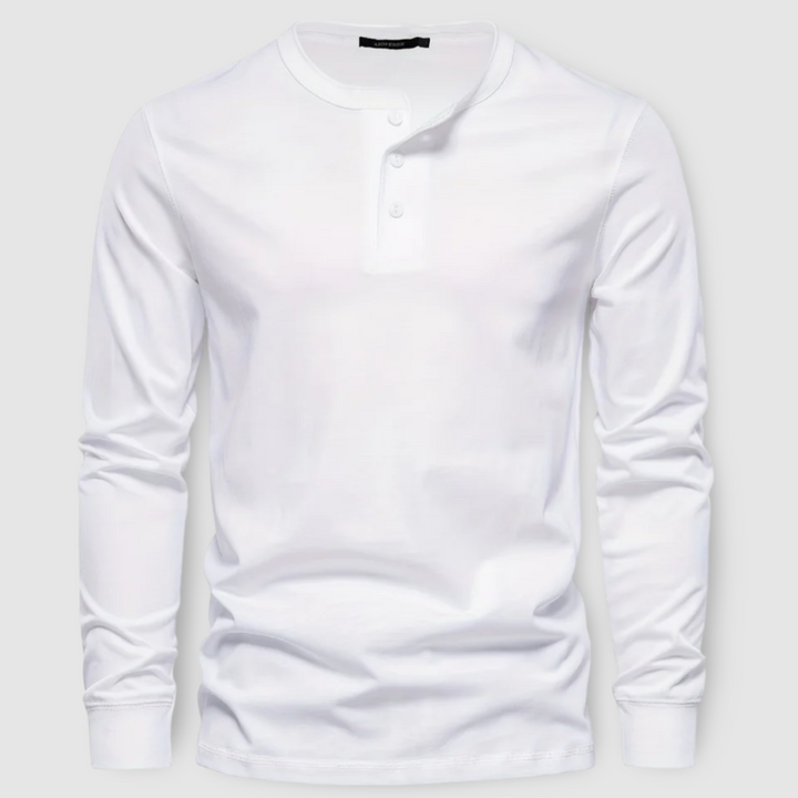 Elegante Baumwoll-Langarm-Henley