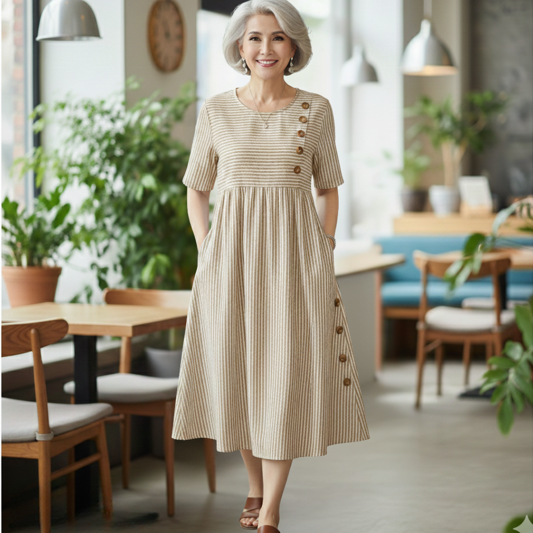 Wanda – Bequemes gestreiftes Midikleid