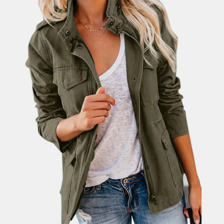 Damen Utility Cargo Jacke mit Mehrfachtaschen und Kordelzug in der Taille