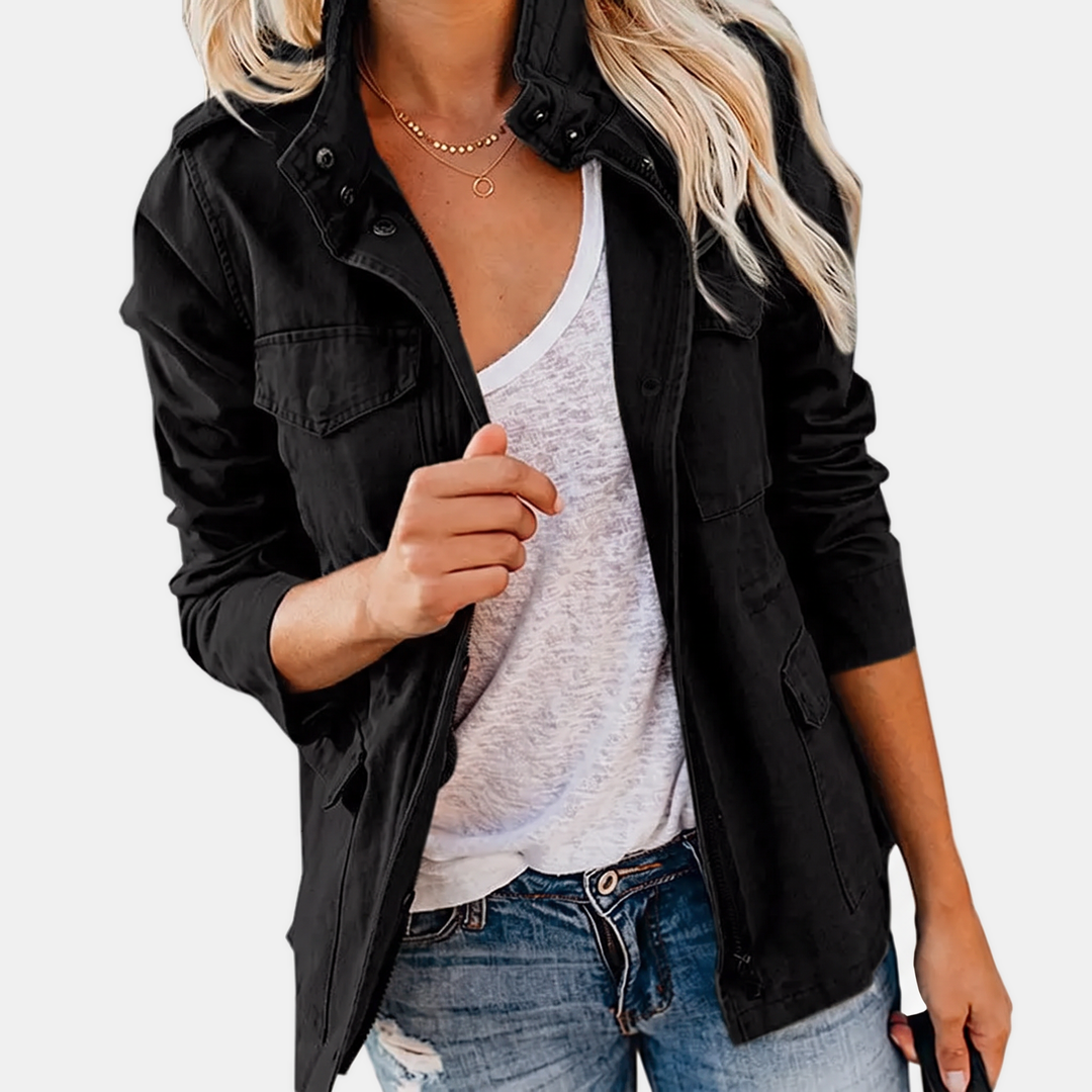 Damen Utility Cargo Jacke mit Mehrfachtaschen und Kordelzug in der Taille
