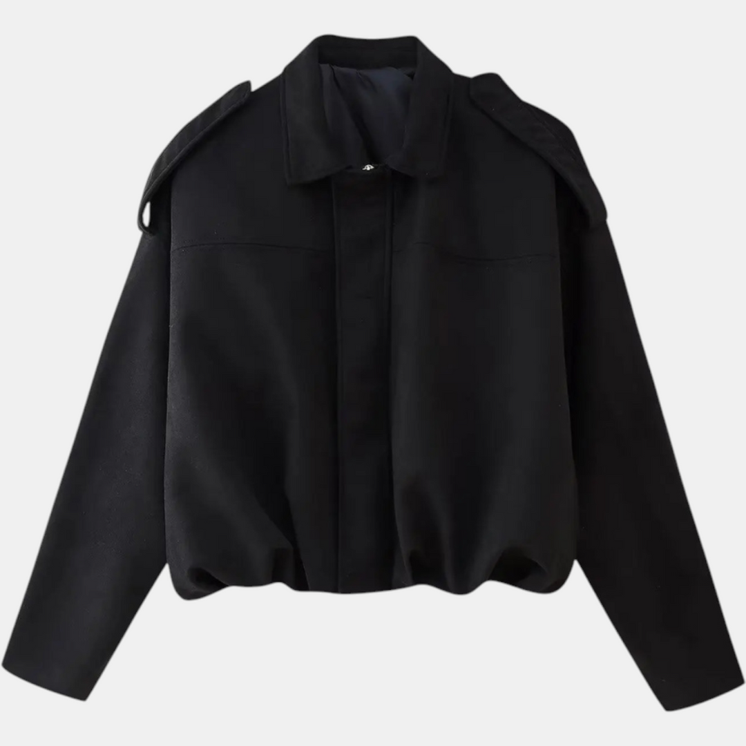 Damen Blouson Hem Batwing Ärmel Wildleder Aviator Jacke